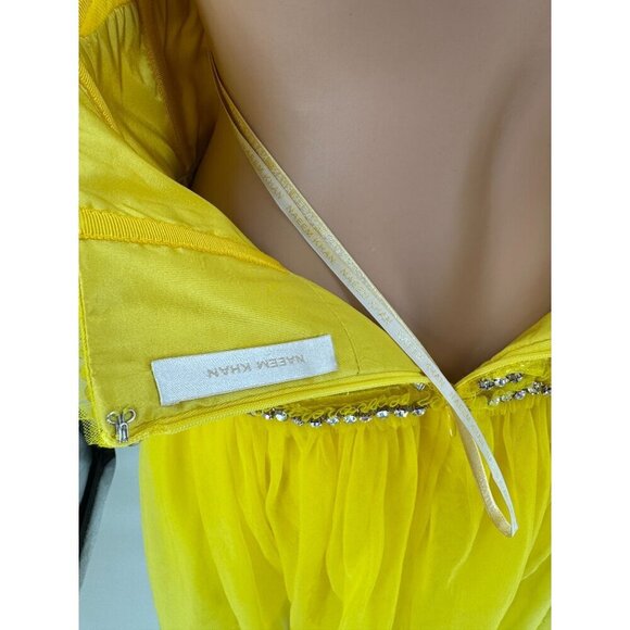 Naeem Khan Gown Yellow Tulle Crystal Halter US 10 – Runway Spring 2018 - Picture 14 of 15